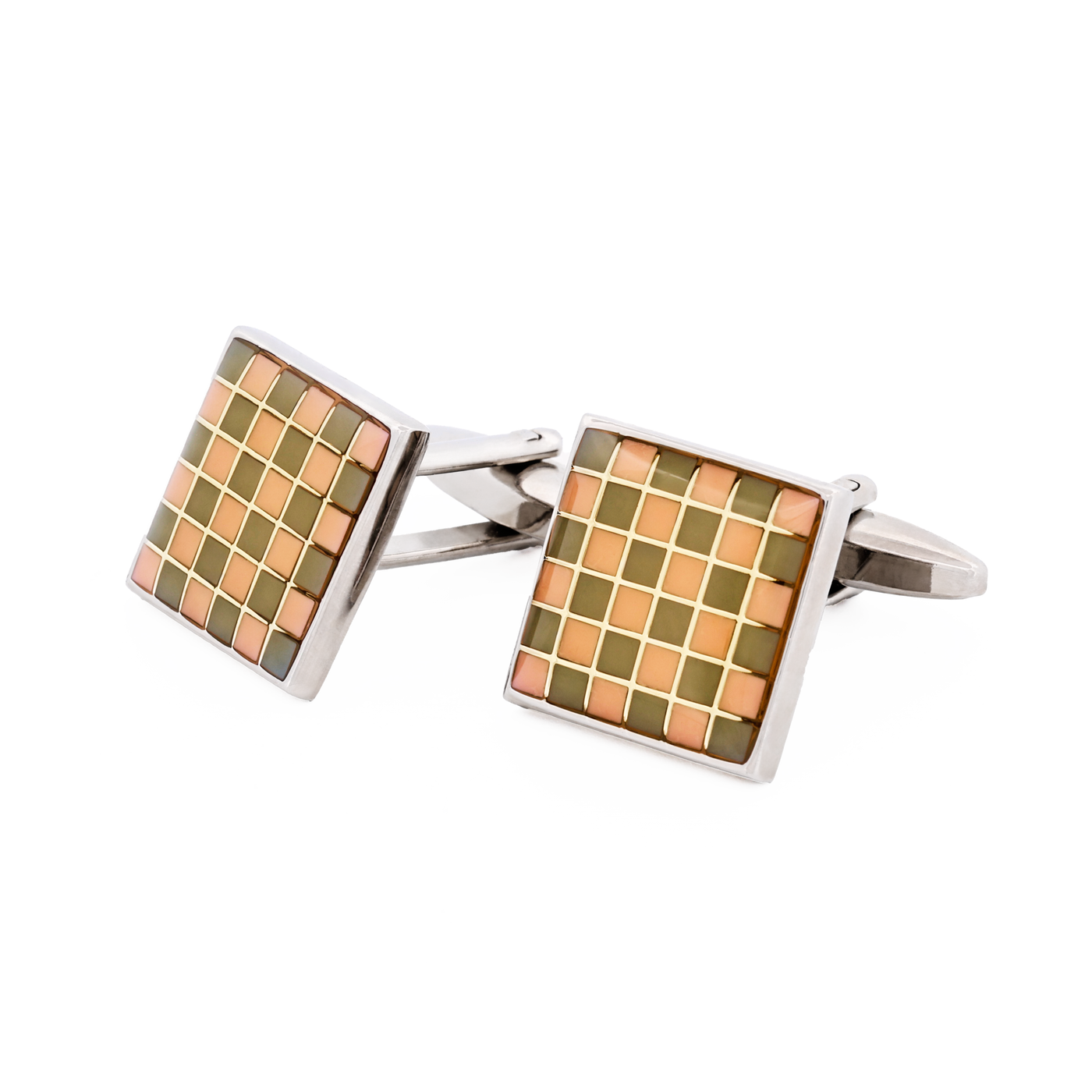 Grey & Pink Enamel Cufflinks