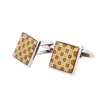 Grey & Pink Enamel Cufflinks