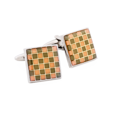 Grey & Pink Enamel Cufflinks