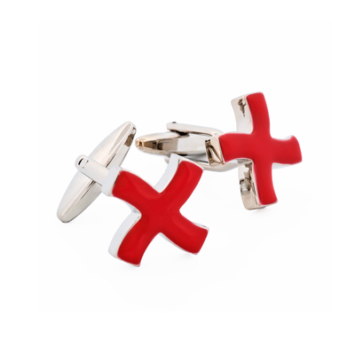 Red Enamel Cross Cufflinks