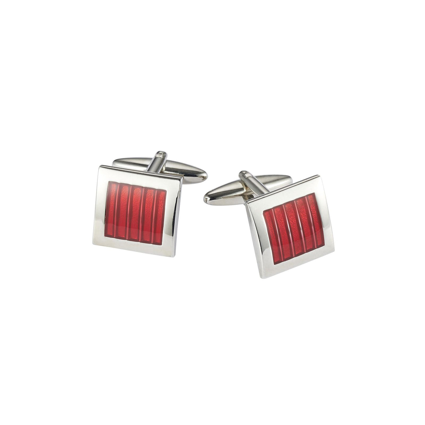 Rhodium Red Resin Cufflinks