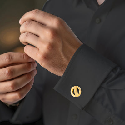 Polished & Brushed Gold Round Cutout Cufflinks