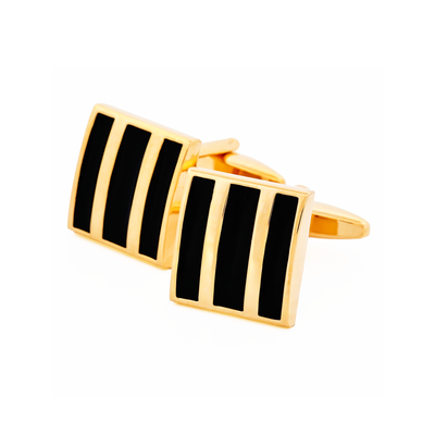 Gold Plated Black Cufflinks