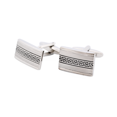 Rhodium Greek Key Cufflinks