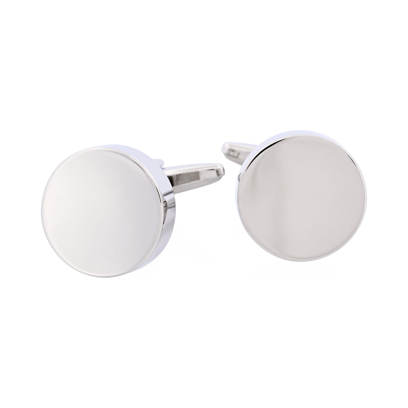 Polished Rhodium Plated Round Cufflinks