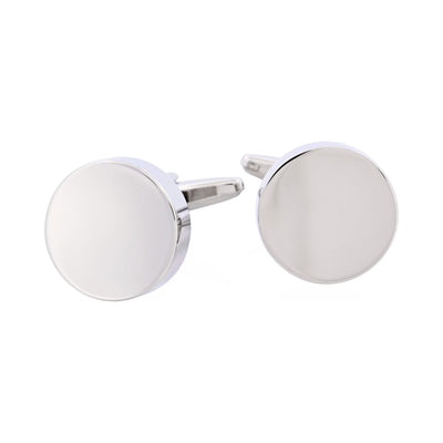 Polished Rhodium Plated Round Cufflinks
