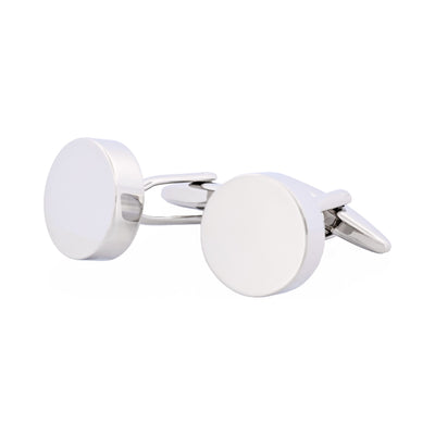 Polished Rhodium Plated Round Cufflinks