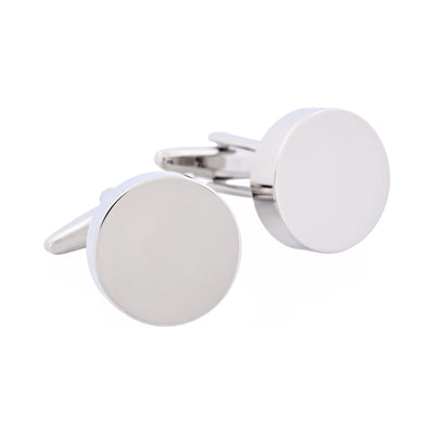 Polished Rhodium Plated Round Cufflinks