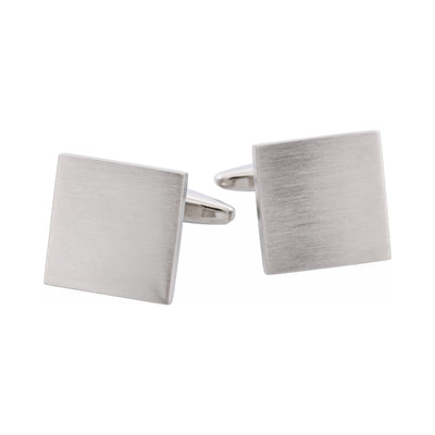 Brushed Rhodium Plated Square Cufflinks