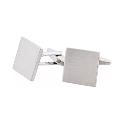 Brushed Rhodium Plated Square Cufflinks