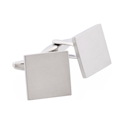 Brushed Rhodium Plated Square Cufflinks