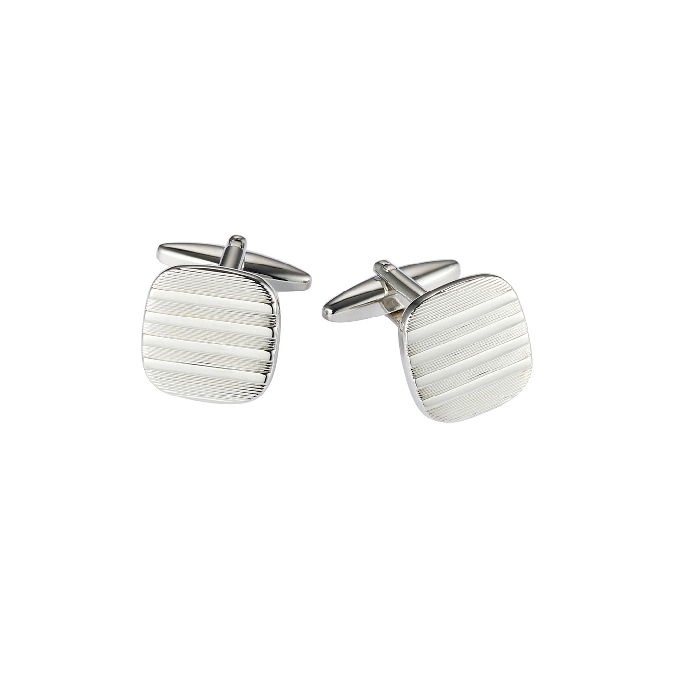 Rhodium Plated Self Striped Square Cufflinks