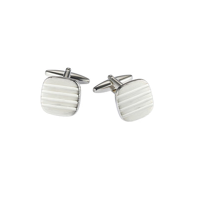Rhodium Plated Self Striped Square Cufflinks