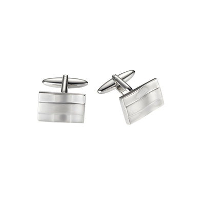 Polished & Brushed Rhodium Cufflinks