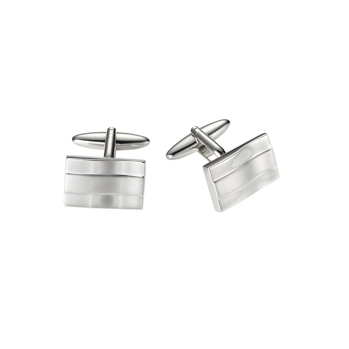 Polished & Brushed Rhodium Cufflinks