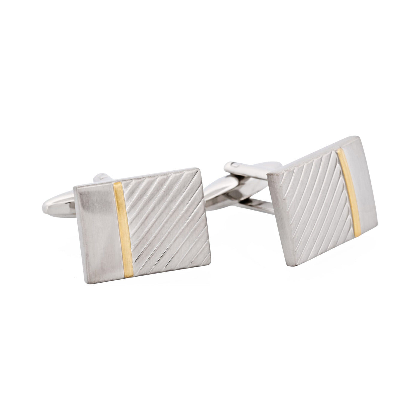 Brushed Rhodium & Brushed Gold Stripe Cufflinks