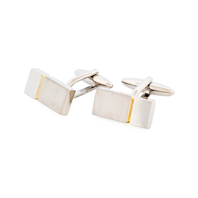 Brushed Rhodium Polished Gold Cufflinks