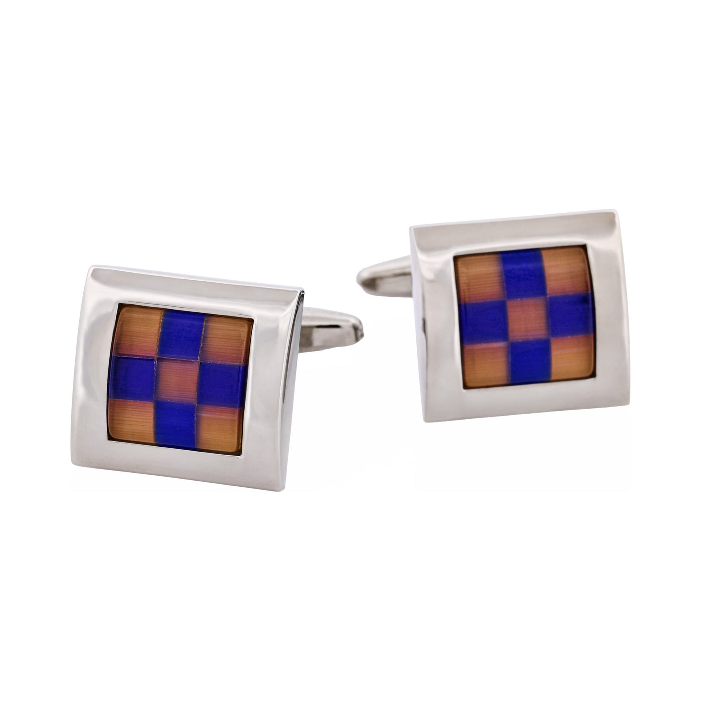 Orange Navy Check Cufflinks
