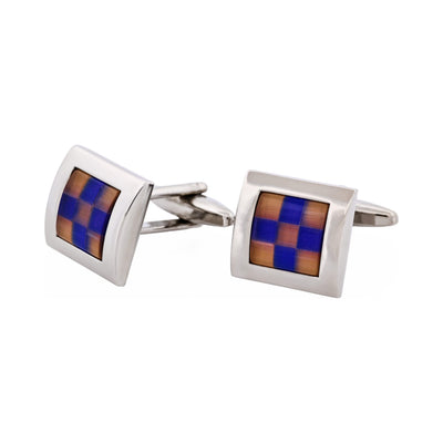 Orange Navy Check Cufflinks