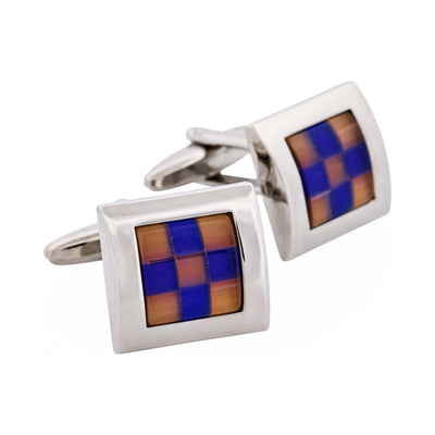 Orange Navy Check Cufflinks