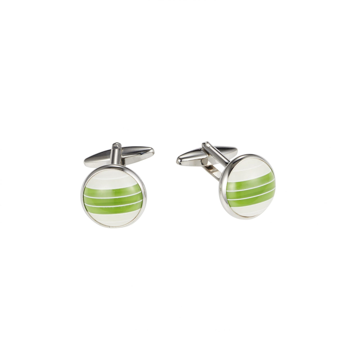 White & Green Ball Cat’s Eye Cufflinks
