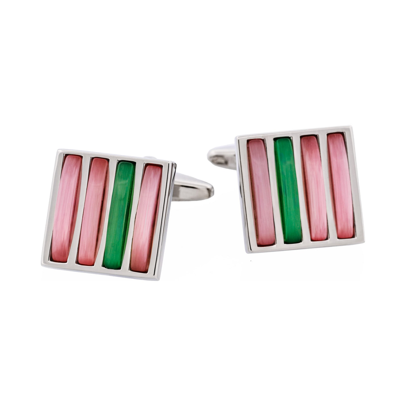 Purple & Green Cat’s Eye Striped Cufflinks