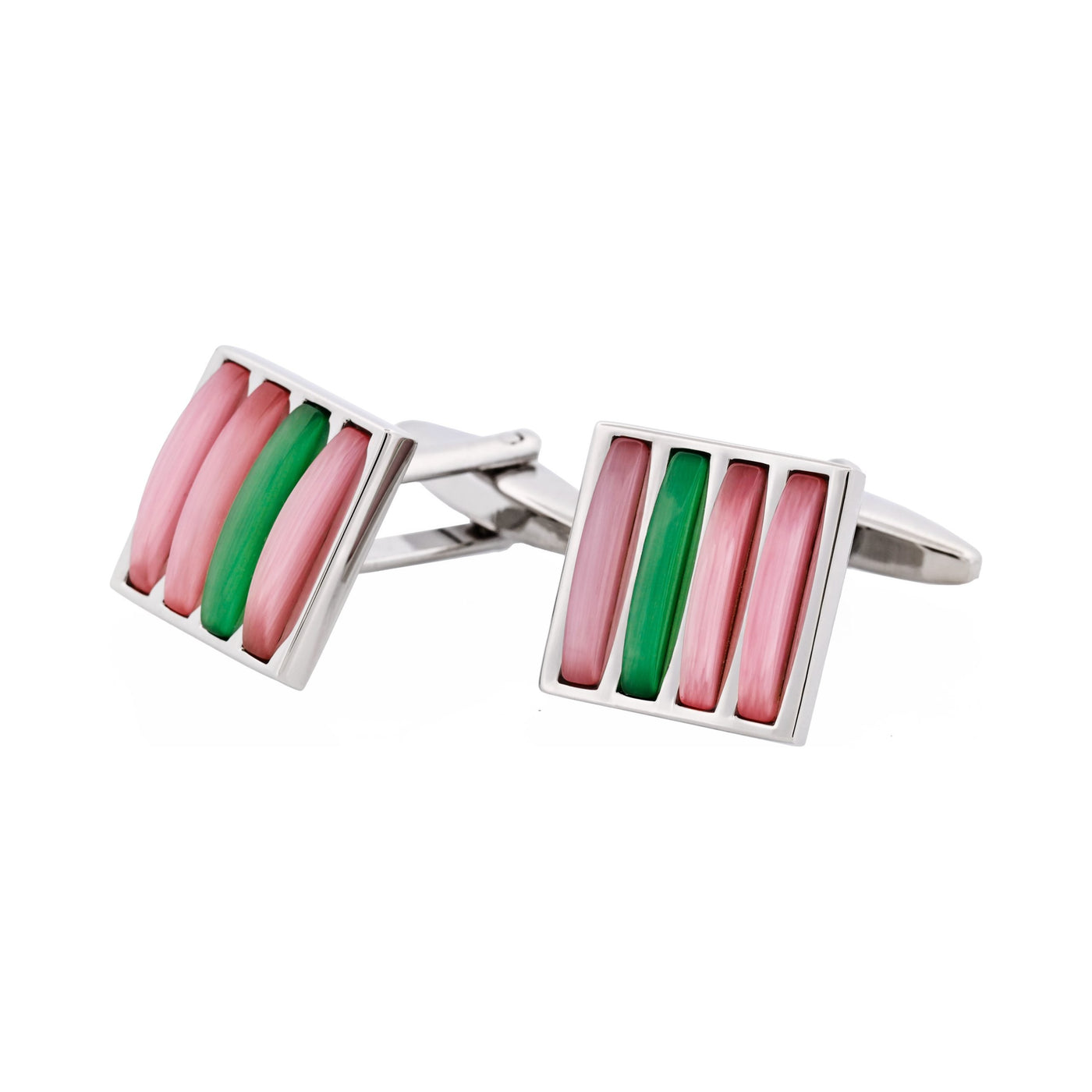Purple & Green Cat’s Eye Striped Cufflinks
