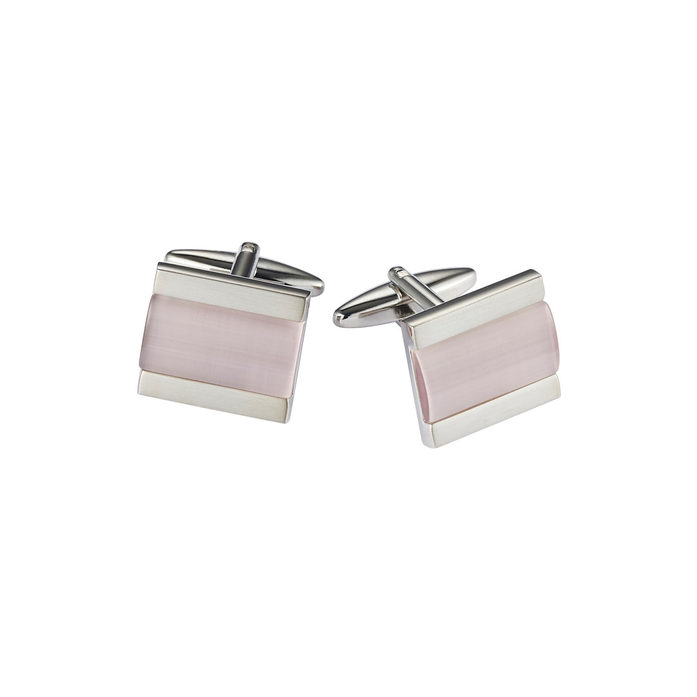Brushed Rhodium Lilac Square Cat’s Eye Cufflinks