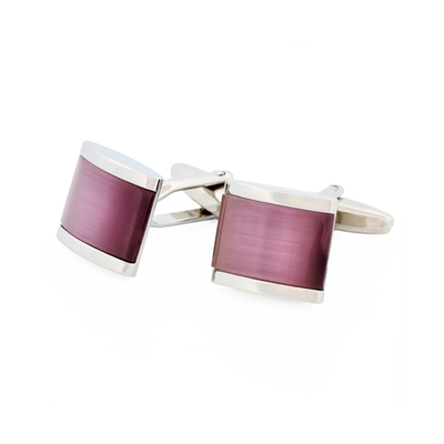Rhodium Lilac Cat's Eye Cufflinks
