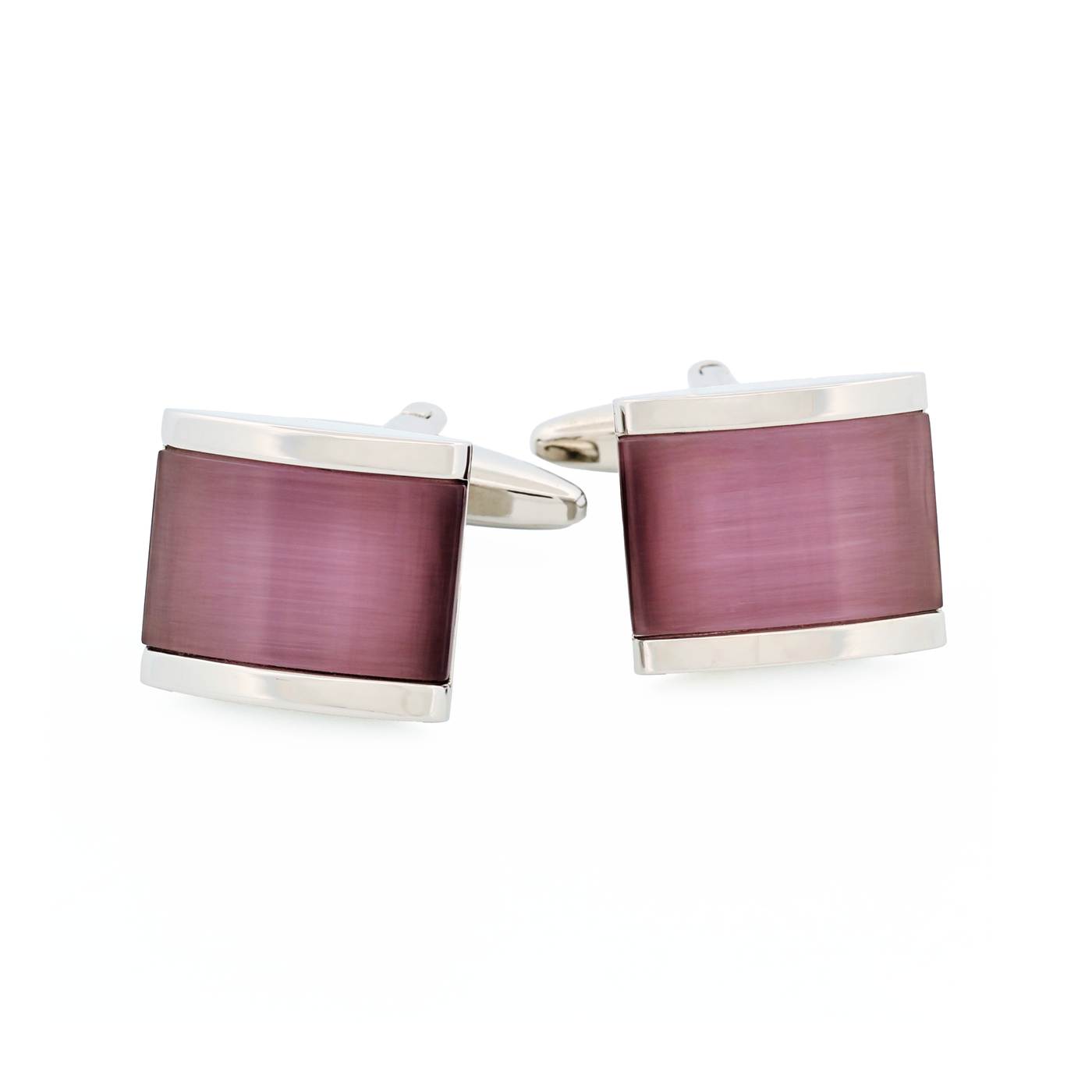 Rhodium Lilac Cat's Eye Cufflinks
