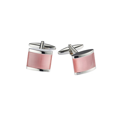 Rhodium & Pink Cat’s Eye Links