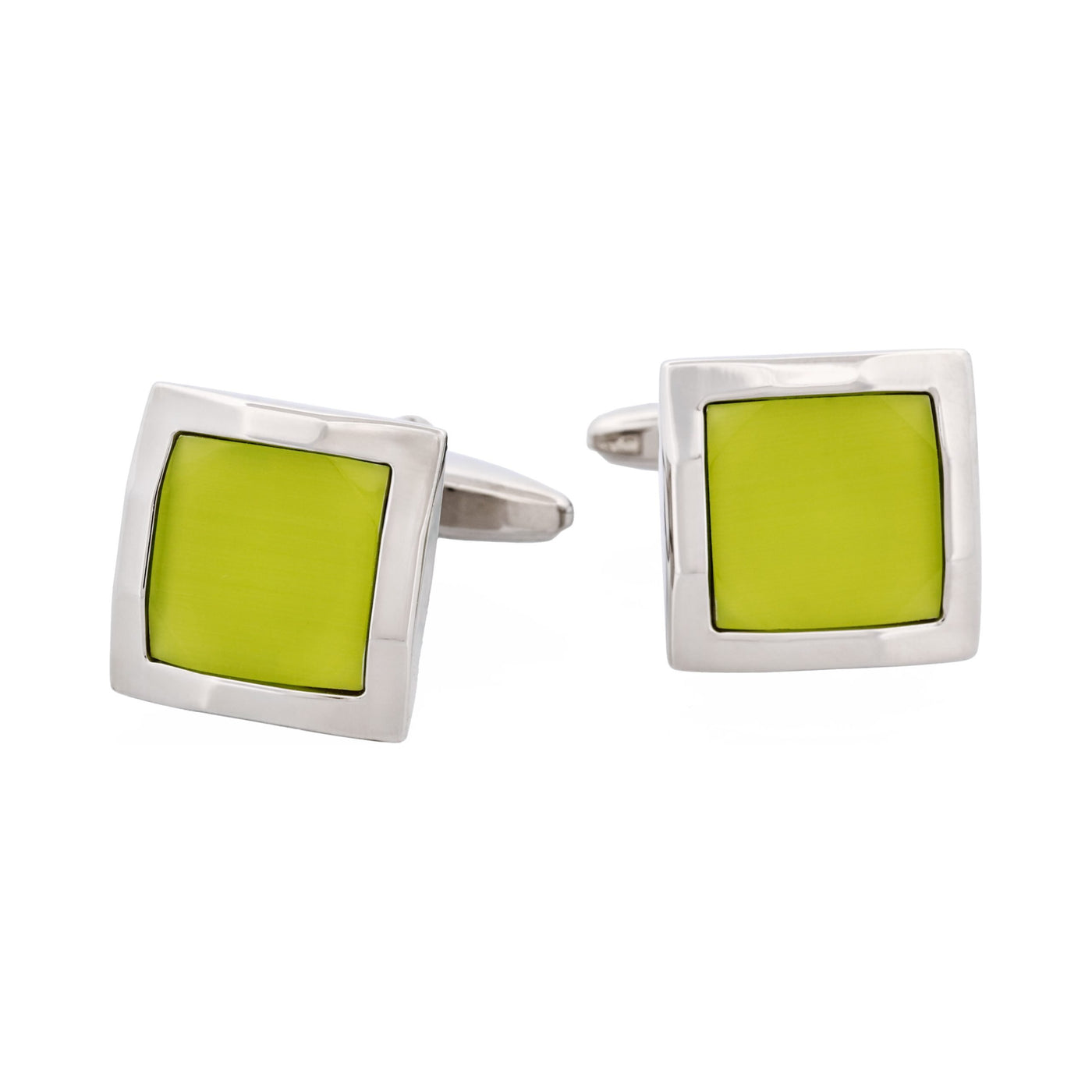 Lime Green Cat’s Eye Square Cufflinks