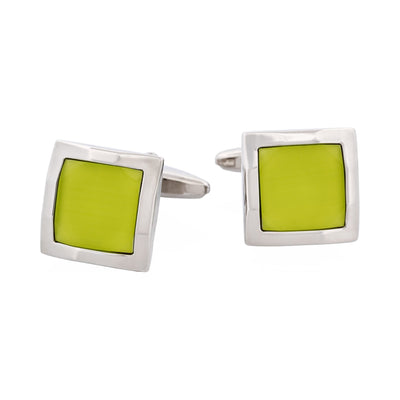 Lime Green Cat’s Eye Square Cufflinks