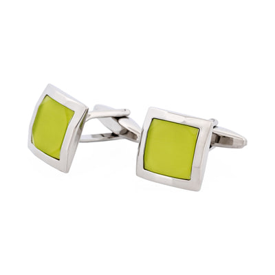 Lime Green Cat’s Eye Square Cufflinks