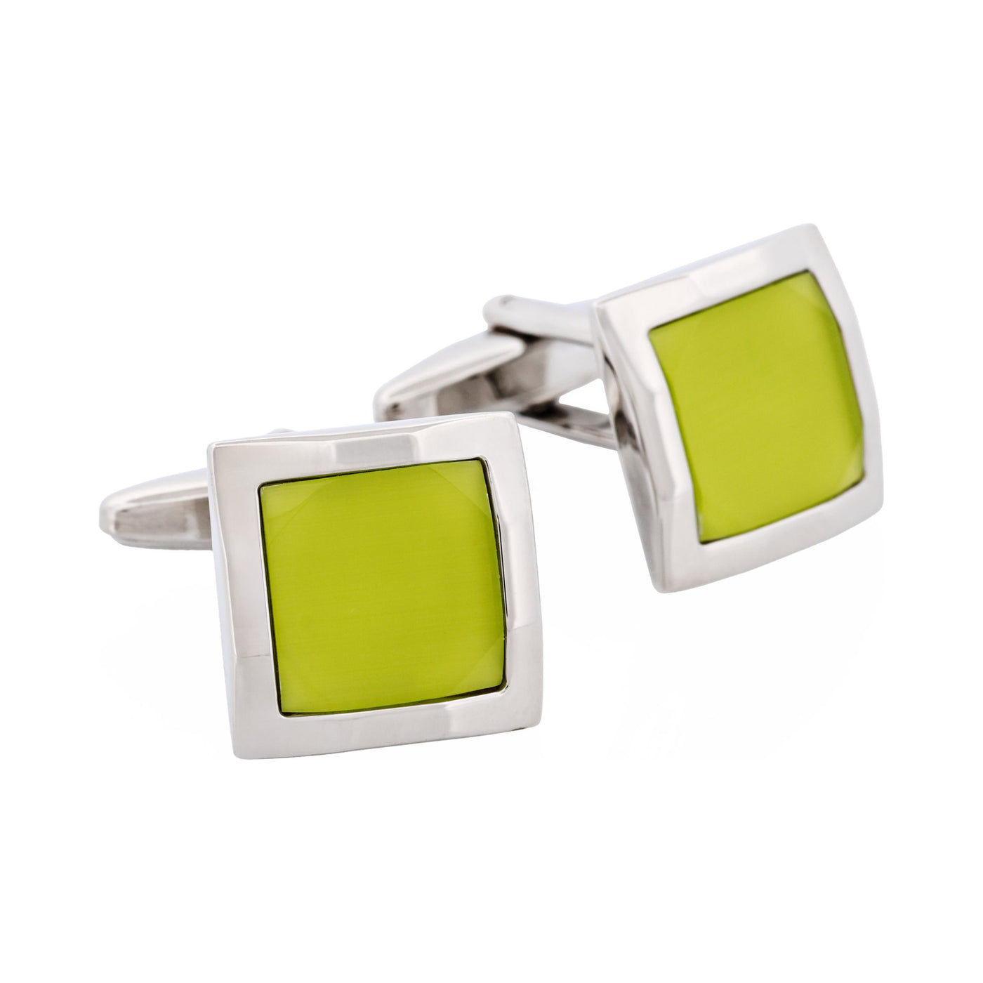 Lime Green Cat’s Eye Square Cufflinks