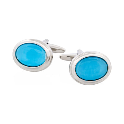 Aqua Cat’s Eye Oval Cufflinks