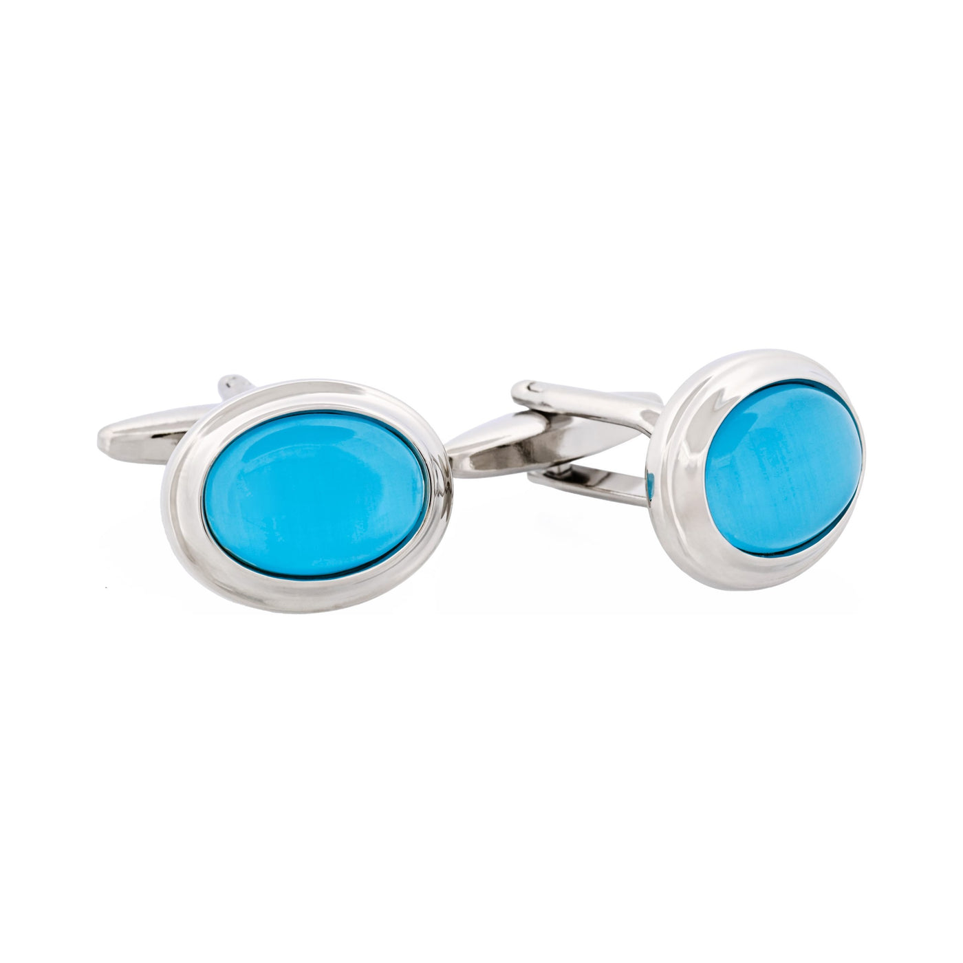 Aqua Cat’s Eye Oval Cufflinks