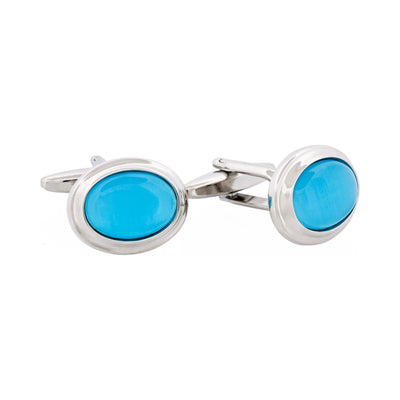 Aqua Cat’s Eye Oval Cufflinks