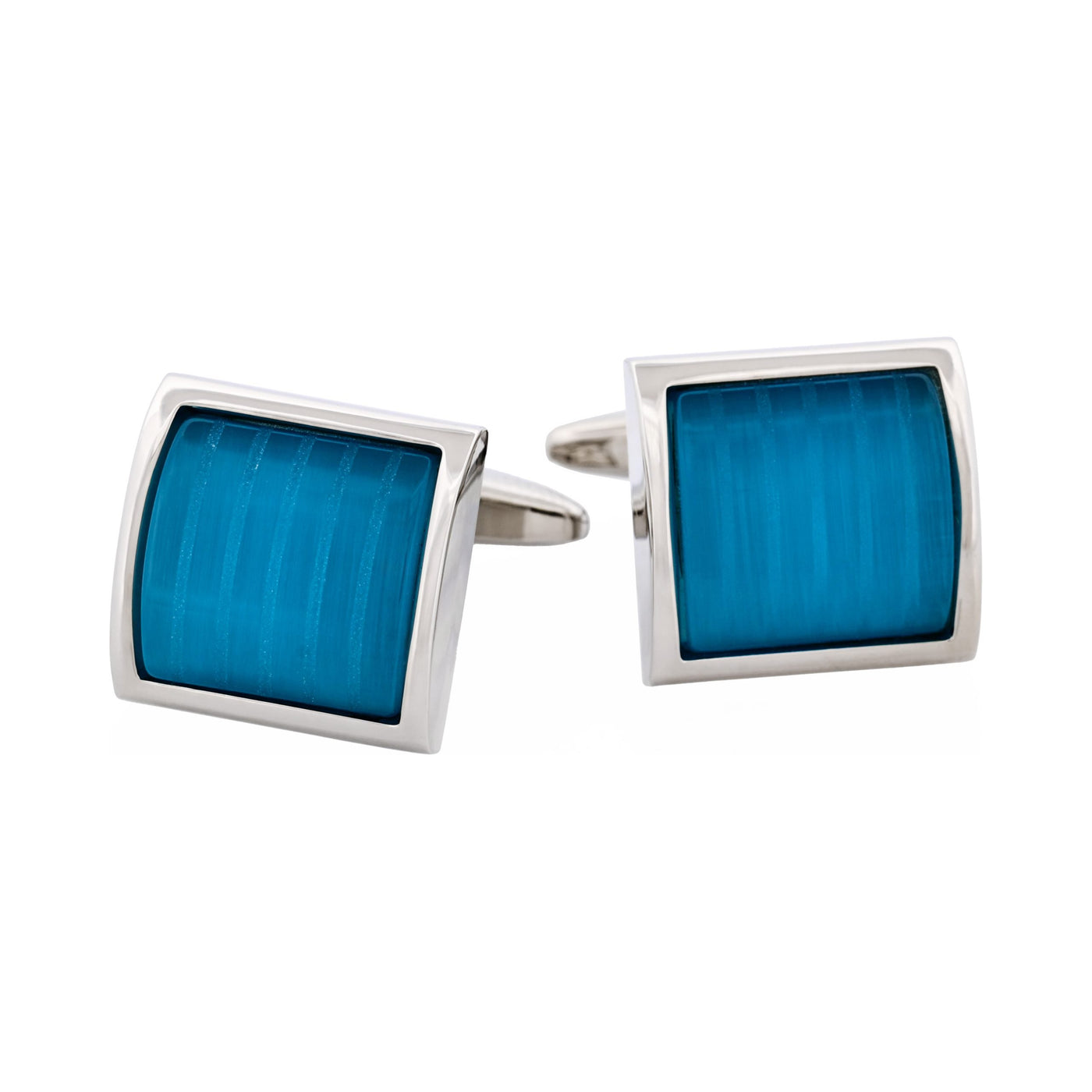 Aqua Cat’s Eye Domed Square Cufflinks