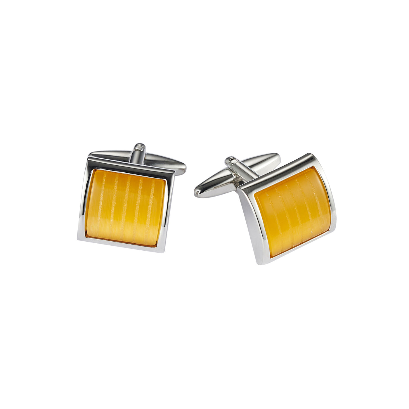 Yellow Cat’s Eye Domed Square Cufflinks