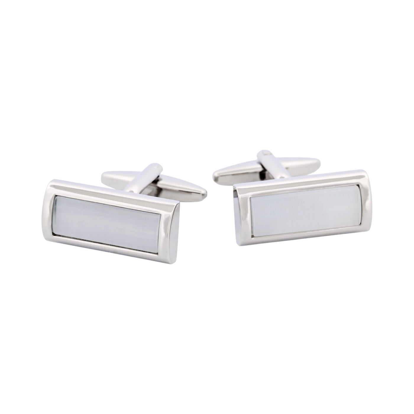 Small Grey Cat’s Eye Rectangle Domed Cufflinks
