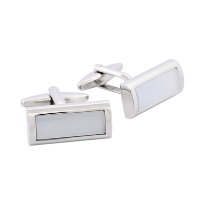 Small Grey Cat’s Eye Rectangle Domed Cufflinks