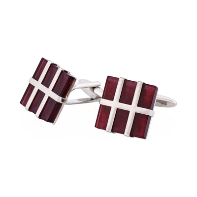 Dark Purple Cat’s Eye Square Grate Cufflinks