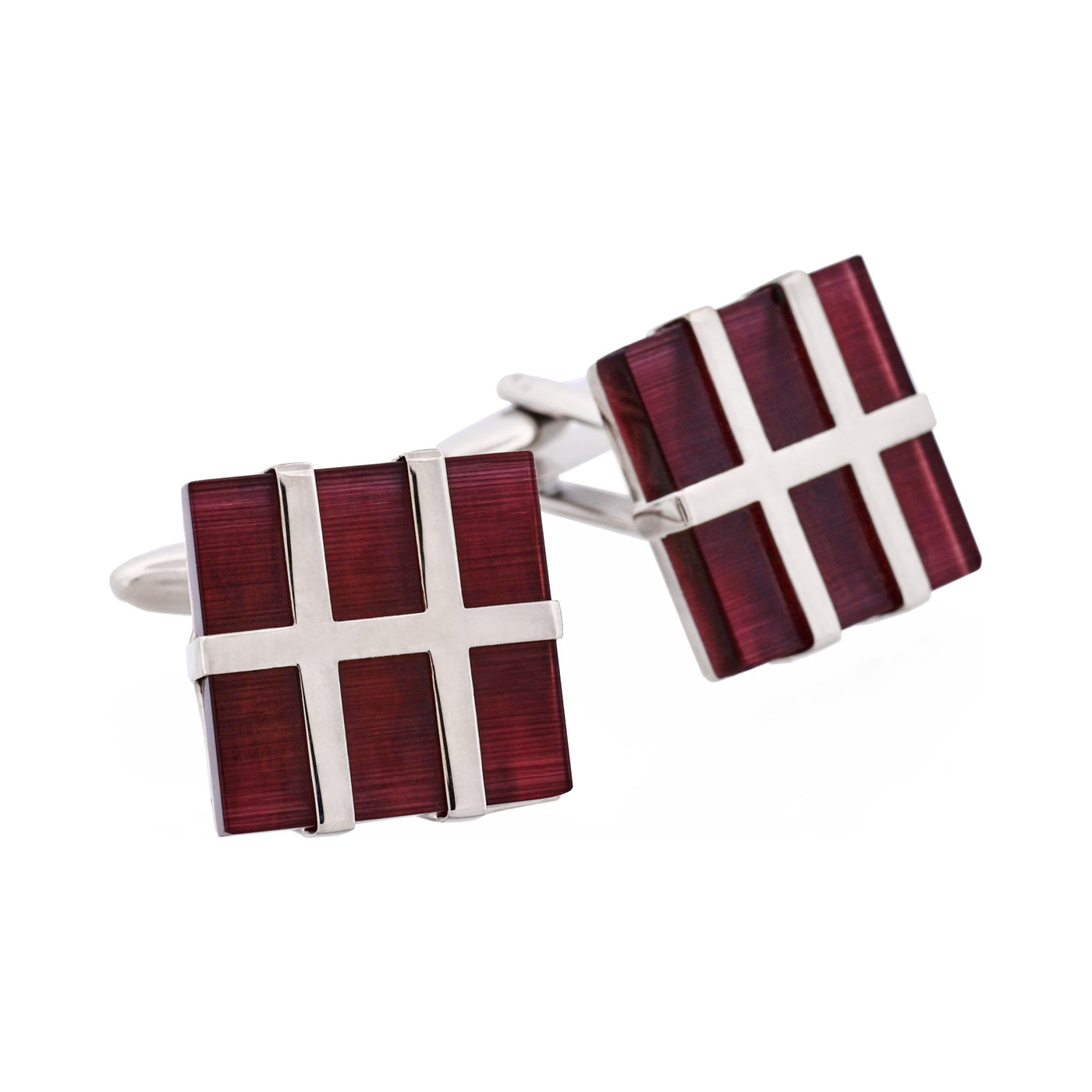 Dark Purple Cat’s Eye Square Grate Cufflinks