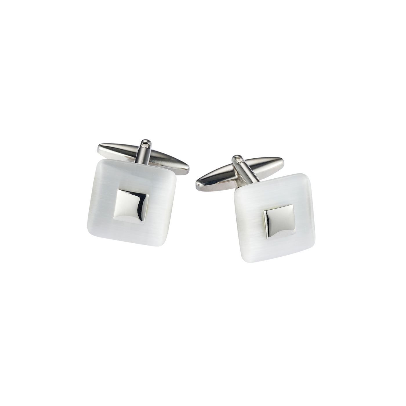 Square White Cat’s Eye Cufflinks