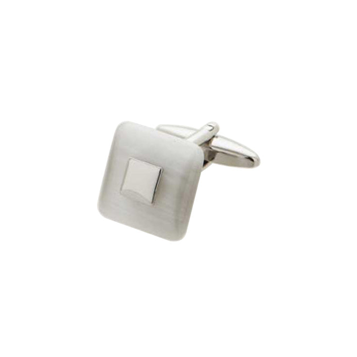 Square White Cat’s Eye Cufflinks