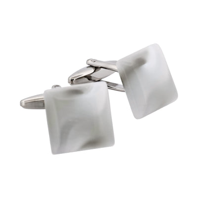 White Square Cat’s Eye Cufflinks
