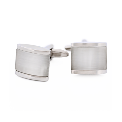 Rhodium White Cat's Eye Cufflinks