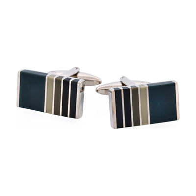 Black & Grey Striped Cat’s Eye Rectangle Cufflinks