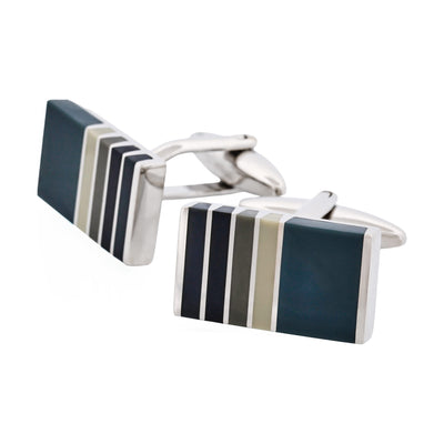 Black & Grey Striped Cat’s Eye Rectangle Cufflinks
